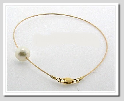 8.7MM Freshwater Pearl Floater Bracelet 14K Gold Cable Chain 8in.