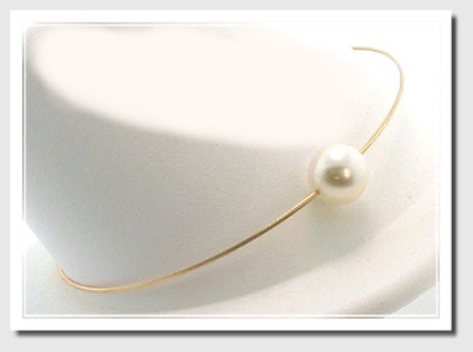 8.7MM Freshwater Pearl Floater Bracelet 14K Gold Cable Chain 8in.