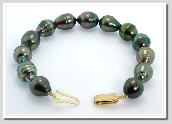 10X13MM -10.5X13.5MM Baroque Tahitian Pearl Bracelet 14K Yellow Gold 8in.