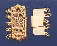 Rectangle filigree 5 strands clasp 14K
