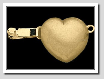 Large Heart Shape Clasp 14K Yellow Gold For Pearls 7-9MM