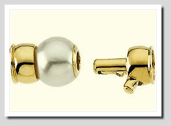 Tie Bar Pearl Clasp with End Cups 14K Yellow Gold For Pearls 7-9MM