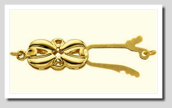 Designer Bowknot Shape Safety Clasp 14K Yellow Gold For Pearls 6.5-8MM