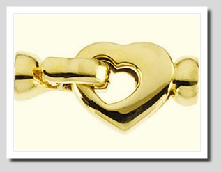 Designer Fold-Over Snap Lock Heart Clasp 14K Yellow Gold For Pearls 7-9MM Easy Operated