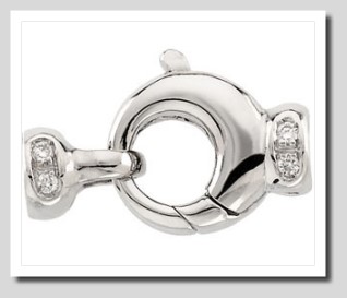 Large Designer Lobster Claw Diamond Clasp 14K White Gold For Pearls 7-10MM