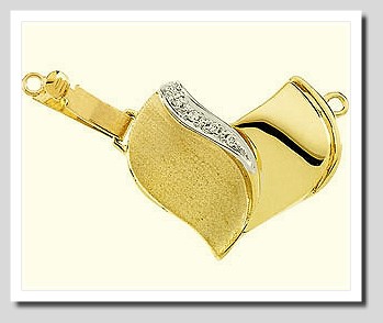 Large Heart Diamond Clasp 14K Yellow Gold For Pearls 9-11MM