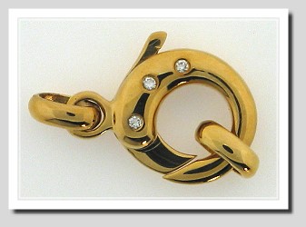 Large Lobster Claw Clasp w/Diamonds, 18K Yellow Gold