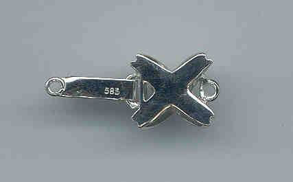 Designer Oval Shape Diamond Safety Clasp 14K Yellow Gold For Pearls 8-11MM