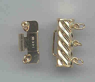 Designer Oval Shape Diamond Safety Clasp 14K White Gold For Pearls 8-11MM