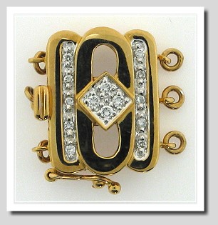 Designers Diamond Clasp, Three Strand, 18K Yellow Gold