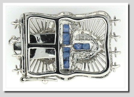 Designers Diamond & Sapphire Clasp, Four Strand, 14K White Gold