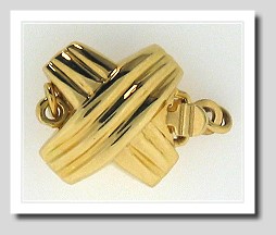 XO Style Double Sided Safety Clasp, 18K Yellow Gold
