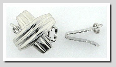 XO Style Double Sided Safety Clasp, 18K White Gold