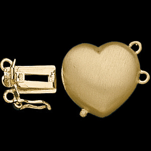 Heart Shape Double Strand Safety Clasp, 14K Yellow 