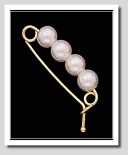 Pearl shortener w/4 white pearls, 14K Yellow Gold