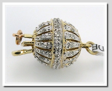9MM Designer's Diamond Ball Clasp 0.17CT. 14K Yellow Gold