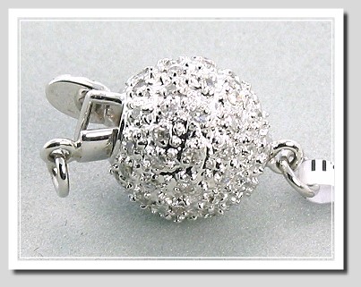 9MM Designer's Diamond Ball Clasp 0.36CT. 14K White Gold