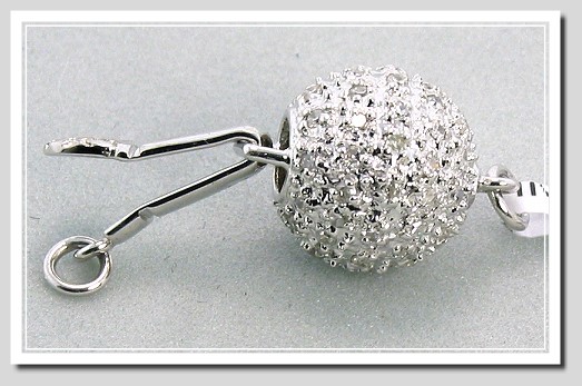 9MM Designer's Diamond Ball Clasp 0.36CT. 14K White Gold