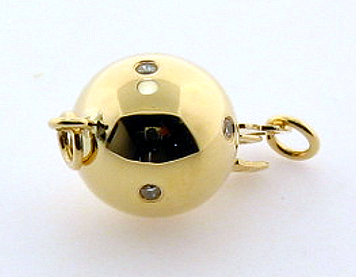 8MM Designer's Diamond Ball Clasp 0.02CT. 14K Yellow Gold