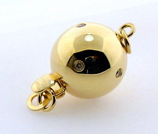9MM Designer's Diamond Ball Clasp 0.02CT. 14K Yellow Gold