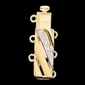Diamond Triple Strand Clasp, 14K Yellow 