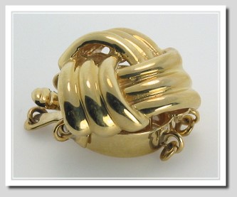 Large Love Knot Triple Strand Clasp 14K Yellow Gold