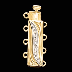 Diamond Four Strand Clasp, 14K Yellow 