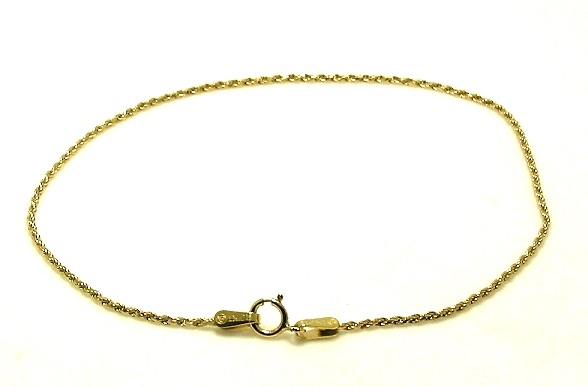 1MM Diamond Cut Rope Bracelet, 10K Yellow Gold, 8in, 1.2 Grams