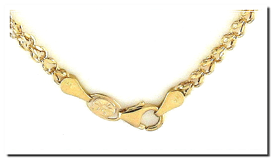 3MM Square Heart Link Chain 14K Yellow Gold 18in