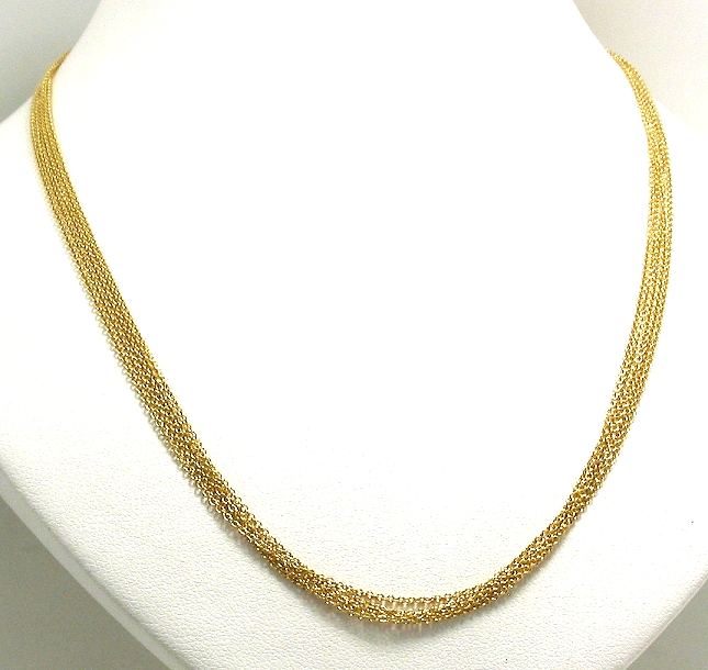 Six Strand Link Chain Necklace, 14K Yellow Gold, 16in, 5.7 Grams