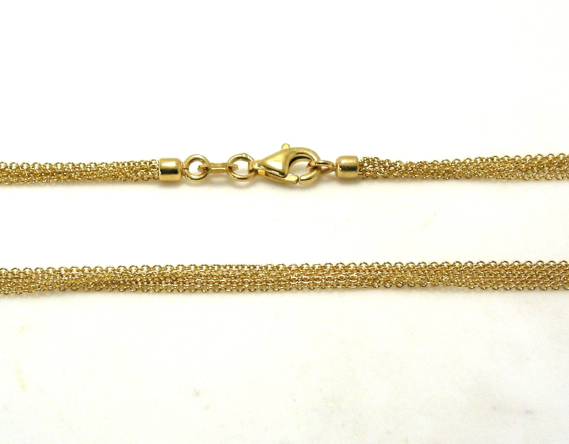 Six Strand Link Chain Necklace, 14K Yellow Gold, 16in, 5.7 Grams