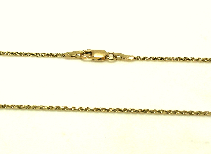 1MM Diamond Cut Rope Chain, 10K Yellow Gold, 20in, 2.9 Grams
