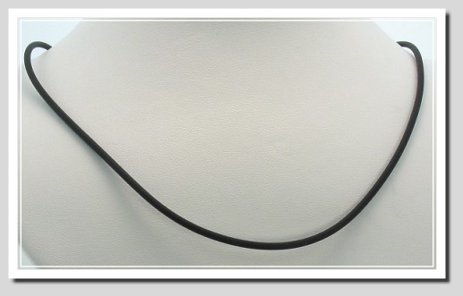 2MM Black Rubber Cord Necklace 14K White Gold Lobster  Claw Clasp 18in.