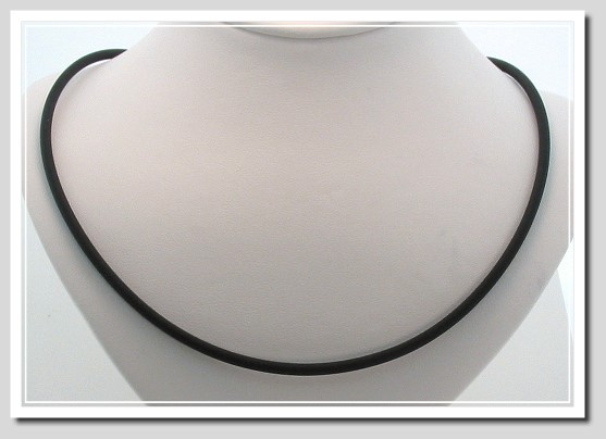 3MM Black Rubber Cord Necklace with 14K Lobster Claw Clasp 20 In.