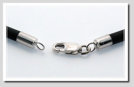 3MM Black Rubber Cord Necklace with 14K Gold Lobster Claw Clasp 24 In.