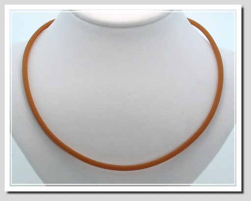 3MM Brown Rubber Cord Necklace with 14K Gold Lobster Claw Clasp 16 In.