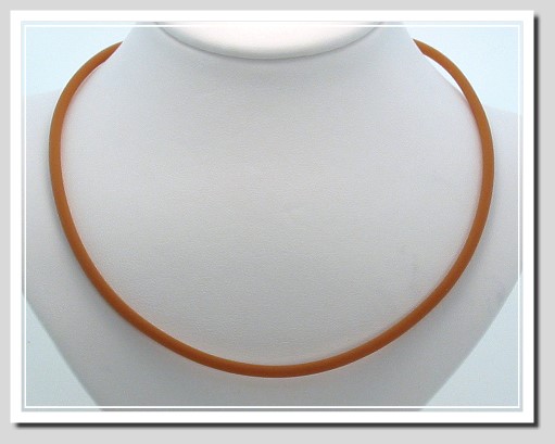 3MM Brown Rubber Cord Necklace with 14K Gold Lobster Claw Clasp 18 In.