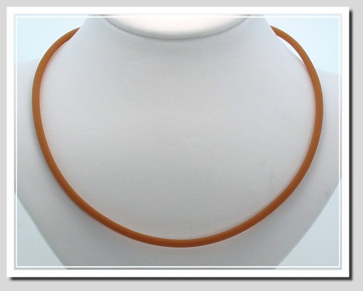 3MM Brown Rubber Cord Necklace with 14K Gold Lobster Claw Clasp 24 In.