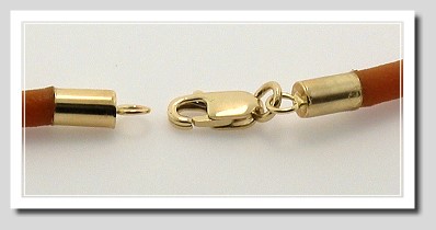 3MM Brown Rubber Cord Necklace with 14K Gold Lobster Claw Clasp 24 In.