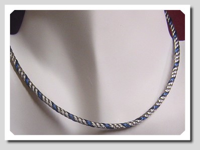 3.5MM VELVET CASCADE STAINLESS STEEL/BLUE LACQUE NECKLACE 17 In.