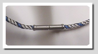 3.5MM VELVET CASCADE STAINLESS STEEL/BLUE LACQUE NECKLACE 17 In.