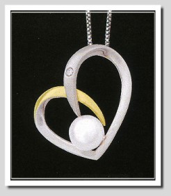 Daring Diamonds Pearl Collection: Pearl Diamond Pendant Chain Silver/14K