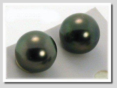 9MM Dark Gray Tahitian Pearl Earring Studs 18K Gold