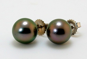 10.1MM Peacock Tahitian Pearl Earring Studs, 14K White Gold