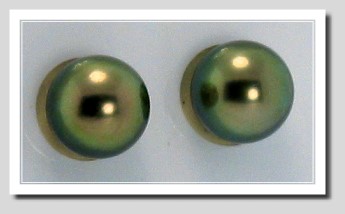 10MM Peacock Tahitian Pearl Earring Studs 18K White Gold 