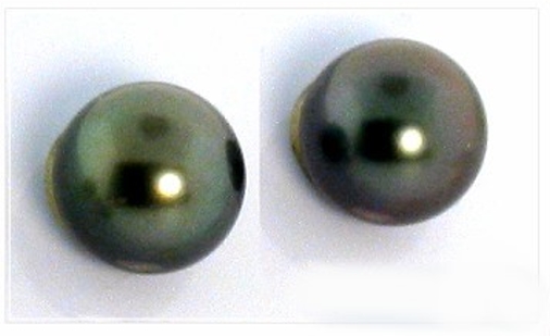 12.05MM Dark Gray Tahitian Pearl Earring Studs, 18K Gold