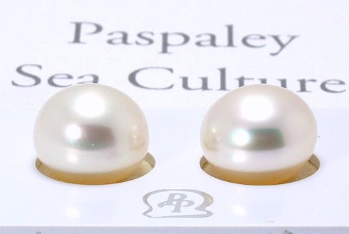 Certified 12.6MM White South Sea Pearl Earring Studs; 18K Gold