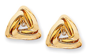 Pearl Studs w/Large Triangle Jackets, 14K Yellow Gold