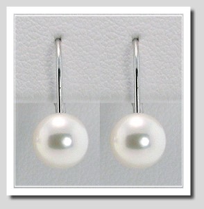6.5-7MM Akoya Pearl Leverback Earrings 14K White Gold