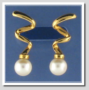 Designer Cultured Pearl Earrings, 14K Gold